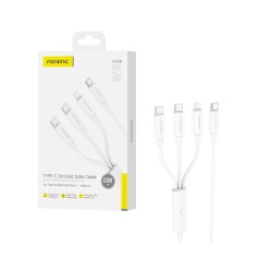 Cabo 3 em 1 Foneng XS09 Tipo-c to (2 Tipo-C+Lightning) 60W 1,2M Branco